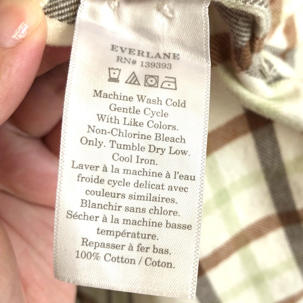 NWT Everlane The Boxy Flannel Green Brown Plaid Button Up Shirt Top Size Medium - Picture 11 of 13